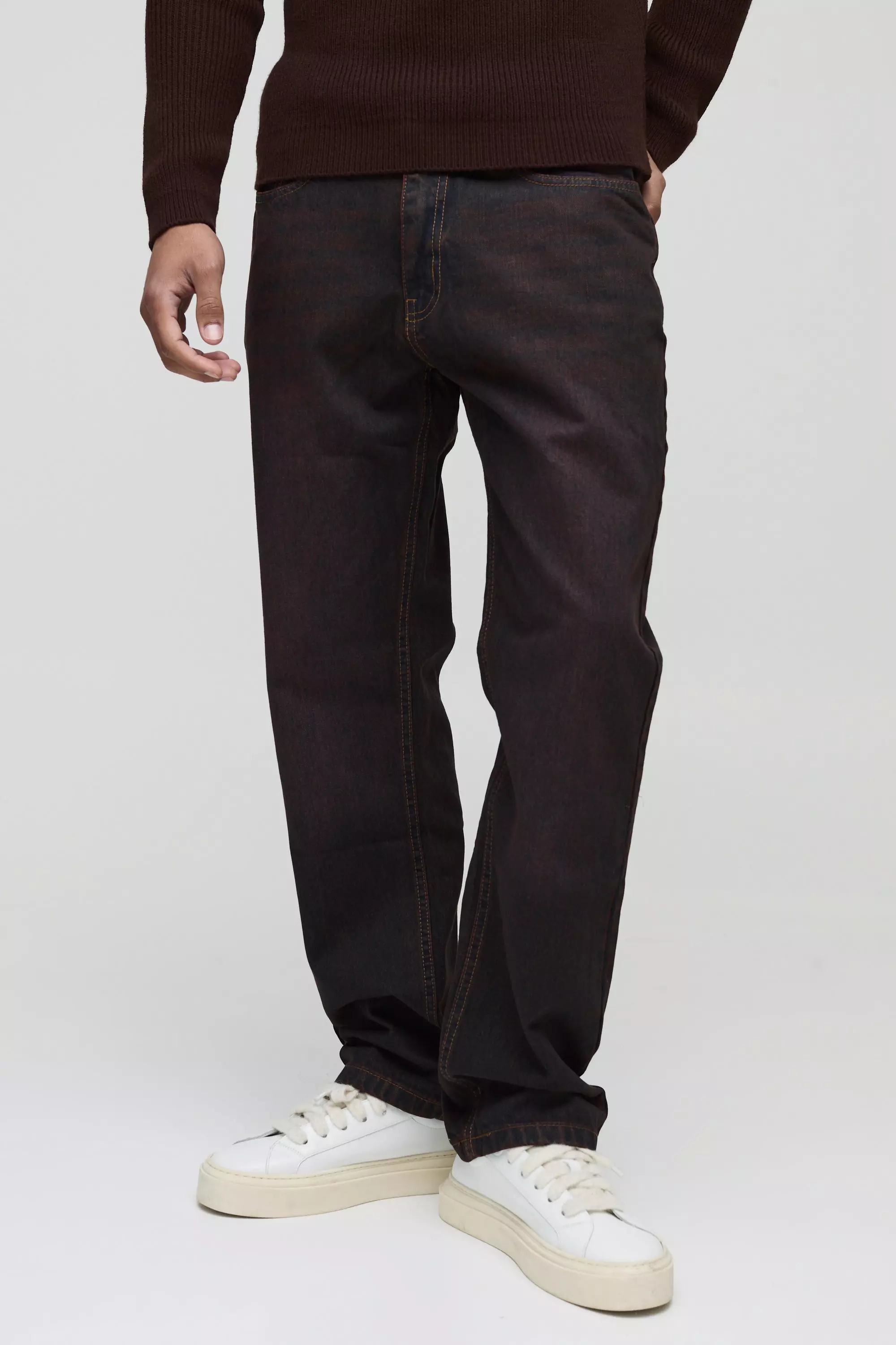 Straight Leg Antique Washed Jeans | boohooMAN USA
